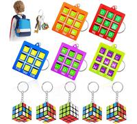 TYFYH Tic Tac Toe - Portachiavi da gioco per bambini, 5 mini Tic Tac Toe, 5 mini ciondoli a forma di cubo magico, per il compleanno dei bambini, multicolore, s