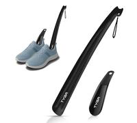 TYGA - Set di calzascarpe nero (43 cm e 16 cm) - Confezione da 2, calzascarpe in plastica per uomo, donna e bambino, flessibile e a prova di scatto, impugnatura comoda, facile da indossare per stivali