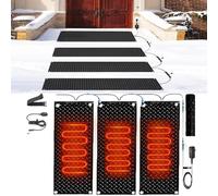 TYGIYY Tappetino Anti-Neve - Tappetino Antiscivolo in Gomma for Scale Esterne, Porte e vialetti - Sciogli-Neve con Cavo di Alimentazione(40x200cmx3Pcs)