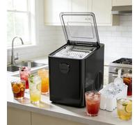 TYH Macchina per Il Ghiaccio da Banco a Forma di Pepita, con Paletta E Cestello, 2 Dimensioni di Cubetti di Ghiaccio, 9 Pezzi/6 Minuti, Compatta, Autopulente, per Bar di Casa, Piano Cucina, Camper