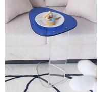 TYHAYJYK Tavolino Laterale a Forma di C in Acrilico Trasparente, Moderno, Multifunzionale, da Incasso, per Soggiorno, Studio, Ufficio, Multiuso (Blu, 38x32x52 cm)