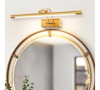 TYhogar LED Specchio Bagno 60cm 12W 3 Temperatura di Colore Dimmerabile Luce di Immagine LED Dimmerabile Senza Passo con Testa di Lampada Girevole Arco Braccio Specchio Illuminazione Lampada Ottone