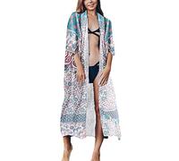Tyidalin Kimono Cardigan Spiaggia Donna Estivo Parei Leggero Lungo Copricostumi Mare Sexy Tunica Copribikini Floreale, Colore 8
