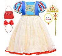 Tyidalin Vestito Biancaneve per Bambina Costume Principessa Abito con Accessori per Carnevale Halloween Compleanno