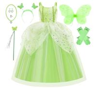 Tyidalin Vestito Trilly Bambina Principessa Tinkerbell Costume Ragazze Verde con Ala Abito per Carnevale Festa Compleanno Natale