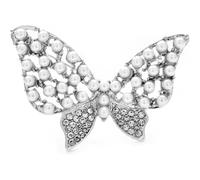 TYIM7 3.7 * 5.3cm Pearl Butterfly Brooches For Women Unisex Insects Party Brooch Pins .AT7