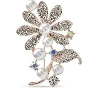 TYIM7 5. * 3.5cm Pearl Flower Leaf Brooch Pins For Jacket And Bag Accessory .AT7