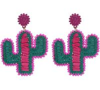 TYIM7 7.2 * 5.5cm Multi Layer Cactus Earrings Rice Beads Lafite Grass Handmade Weaving Women'S .at7
