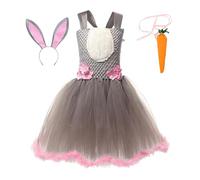 Tyinerc Abito da ballo per ragazze, abito in rete senza maniche, morbido estate per bambine con fascia da coniglio, abbigliamento cosplay principessa per bambine per piccole e per Pasqua,