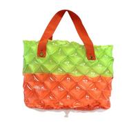 Tyinerc Borsa da spiaggia - Borsa tote impermeabile, grande capacità per la spiaggia, piscina, viaggi, crociera, parchi acquatici, laghi, resorts, Verde arancione, Se référer au descriptif