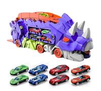 Tyinerc Camion dei dinosauri con scorrimento pieghevole, camion dei dinosauri pieghevole | Giocattolo dinosauro - da trasporto con pista scorrevole e macchinine