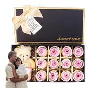 Tyinerc Confezione regalo di fiori portasapone alla rosa, portasapone da bagno profumato floreale Petali di fiori di rosa,Confezione Regalo Rosa a Forma di Petali di Saponetta 12 PZ | Regalo di
