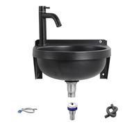 Tyinerc Lavabo manuale - Lavabo da lavabo semi-circolare - con rubinetto | per mobile lavabo, ristorante, casa, cucina, lavanderia, bagno, WC, caffè, hotel