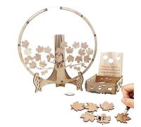 Tyinerc Libro degli ospiti in legno d'acero e foglie, libro degli ospiti per il ricevimento di nozze, libro degli ospiti alternativo per il servizio commemorativo