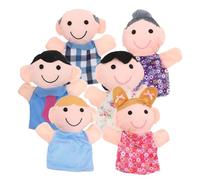 Tyinerc Marionette a mano per bambini,Marionette a mano - 6x Marionette a mano per i membri della famiglia dei cartoni animati in peluche per bambini | Animali di peluche morbidi e Oggetti di