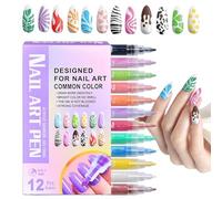 Tyinerc Penne Per Unghie | 12 Colori Di Smalto Ad Asciugatura Rapida Con Punta In Acrilico | Penne Decorazione per Unghie | per Regali di Natale Principianti Adolescenti Donne Notte Manicure Ragazze