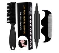 Tyinerc Riempitrice per barba - Kit di penne per riempimento della barba resistente all'acqua, pettine, pennello | Matita di riempimento a due estremità senza trucco naturale per gli uomini con barba