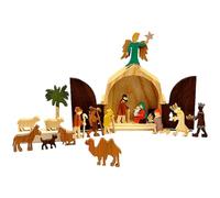 Tyinerc Set presepe in legno per fai da te per interni, squisita decorazione da tavolo per il soggiorno in fattoria