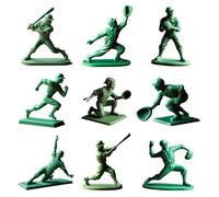 Tyinerc Statuetta del giocatore di Baseball Verde, giocatore di Baseball Figurine Set - Brocca verde da 2 pollici stampati 9X - Ornamento da tavolo Classic Collezione Sport Fan Classic per il Salone,