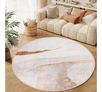 TYJDTYR Tappeto rotondo, 100 cm, astratto, bianco sporco, marrone chiaro, marrone scuro, morbido, facile da pulire