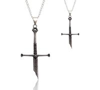 TYLAOXIAO Collana con spada spezzata, collana con croce in ferrolega, puntelli per prestazioni, 2 pezzi, argento, per uomini e donne