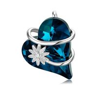 TYLDBNF Accessori 925 Sterling Silver Moon Star Love Blue Heart Cipant Necklace N Gioielli in Argento Sterling Regalo per Farfalla Collana