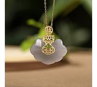 TYLDBNF Accessori Vintage S925 Collana per Donne Blocco Giada Vuota placcata con la Parola & quot; Fu & quot; Gioielli Classici Fatti a Mano Collane per Pendenti da Donna Gift National Old Craft