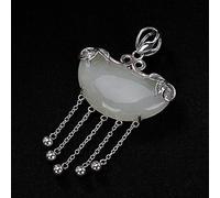 TYLDBNF Accessori Vintage S925 Collana per Donne White Jade Nada Nappina Fatta a Mano Gioielli Classici Collane per ciondoli da Donna Charm Gift National Old Craft National Craft