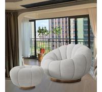 tylxayoxa Poltrona Lazy Sofa - Reclinabile In Pile Di Agnello Con Base Metallo Rialzata, Design Girevole For Relax, Giochi E Lettura(P)