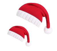 TYLXQH Cappelli di Babbo Natale per tutta la famiglia, berretto natalizio coordinato per genitori e figli con pompon in maglia, berretto invernale caldo all'uncinetto