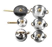 tylydmy padelle antiaderenti 6 Sets Kitchen Pots Set Stainless Steel Golden Handle Smoothing Sturdy Durable Easy To Clean Cookware For Home Cooking