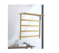 tylydmy Towel Rail Scaldasalviette Elettrico a Riscaldamento rapido, con Cablaggio Fisso, for asciugare Asciugamani e Indumenti, ripiano Superiore, Spazzolato, Filo Destro(Gold,Hard Wired)