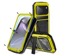 TYLYJSU Antiurto Militare Custodia per iPhone 17 PRO Max/17 Air/17 Pro/17, con Supporto Film di Vetro Indurito Magnetismo Custodia La Ricarica Wireless Cover,Giallo,17