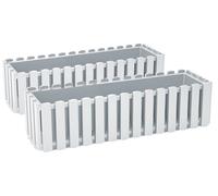 Tymar Fioriera in stile rustico, effetto lamelle, confezione da 2, giardino, balcone, terrazza (bianco, 40 cm)