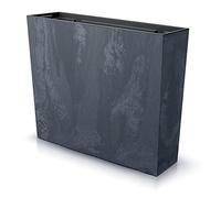 Tymar - Fioriera rettangolare alta per esterni, protezione da sguardi indiscreti, allungata, colore calcestruzzo antracite, 58 x 18 x 50 cm