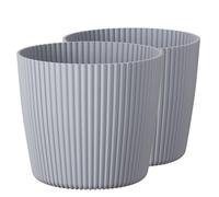 Tymar Vaso per fiori, 2 pezzi, forma rotonda (2 confezioni), grigio chiaro, diametro 24 cm