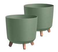 Tymar - Portavaso grande con piedi, vaso per fiori, finitura opaca, per interni ed esterni (confezione da 2, verde; altezza: 28,5 cm/diametro: 30 cm)