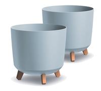 Tymar - Portavaso grande con piedi, vaso per fiori, finitura opaca, per interni ed esterni (confezione da 2, grigio; altezza: 28,5 cm/diametro: 30 cm)