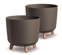 Tymar - Portavaso grande con piedi, vaso per fiori, finitura opaca, per interni ed esterni (confezione da 2, color caffè; altezza: 28,5 cm/diametro: 30 cm)