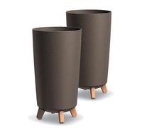 Tymar - Portavaso grande con piedi, vaso per fiori, finitura opaca, per interni ed esterni (confezione da 2, color caffè; altezza: 36,5 cm/diametro: 20 cm)