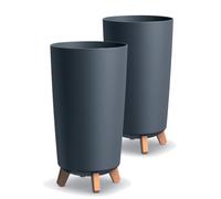 Tymar - Portavaso grande con piedi, vaso per fiori, finitura opaca, per interni ed esterni (confezione da 2, antracite; altezza: 44,5 cm/diametro: 24 cm)