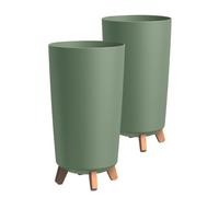Tymar - Portavaso grande con piedi, vaso per fiori, finitura opaca, per interni ed esterni (confezione da 2, verde; altezza: 44,5 cm/diametro: 24 cm)