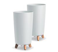 Tymar - Portavaso grande con piedi, vaso per fiori, finitura opaca, per interni ed esterni (confezione da 2, bianco; altezza: 36,5 cm/diametro: 20 cm)