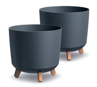 Tymar - Portavaso grande con piedi, vaso per fiori, finitura opaca, per interni ed esterni (confezione da 2, antracite; altezza: 28,5 cm/diametro: 30 cm)