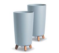 Tymar - Portavaso grande con piedi, vaso per fiori, finitura opaca, per interni ed esterni (confezione da 2, grigio; altezza: 44,5 cm/diametro: 24 cm)