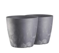 Tymar Set di 2 vasi per piante in plastica, moderni, opachi, forma rotonda (cemento Marengo, ø 35 cm)