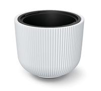 Tymar Vaso da fiori con inserto, fioriera in plastica, vaso grande (DBML, bianco, diametro 30 cm)