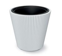 Tymar Vaso da fiori con inserto, vaso da fiori in plastica, fioriera, vaso per piante grande (DBMIV Bianco,ø 40 cm)