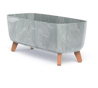 Tymar Vaso da fiori rettangolare con piedini, sottovaso con gambe, fioriera allungata per esterni (cemento; 60 cm)