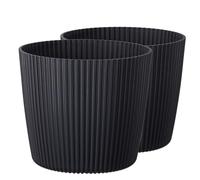 Tymar Vaso per fiori, 2 pezzi, forma rotonda (2 confezioni) antracite, diametro 40 cm)